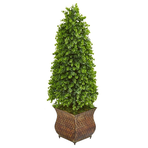 Nearly Natural 41-in Eucalyptus Cone Topiary Artificial Tree In Classic Planter (indoor/outdoor)