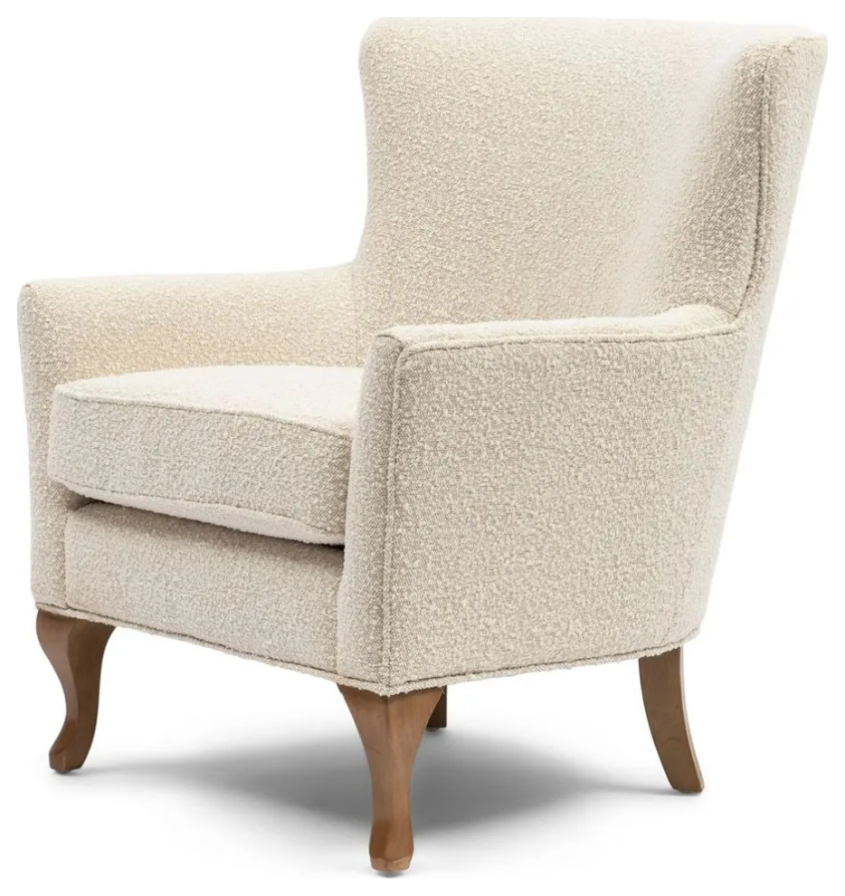 White Boucl√® Wing Chair  Riviera Maison Cavendish   Traditional   Armchairs And Accent Chairs   by Oroa   Distinctive Furniture  Houzz