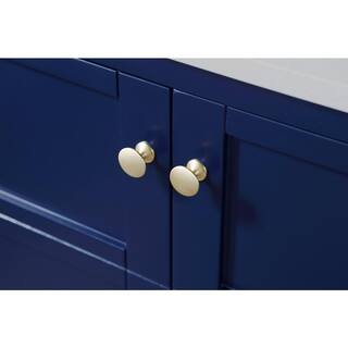 SUPREME WOOD Palisade 48 in. W x 22 in. D x 35.7 in. H Bath Vanity in Navy Blue with Quartz Vanity Top in White with White Basins 22048D-CAB-DB-SQ