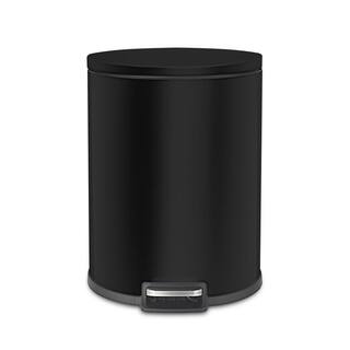 NINESTARS 13 Gal. Matte Black Step-On Trash Can D-Shaped SOT-50-3MB