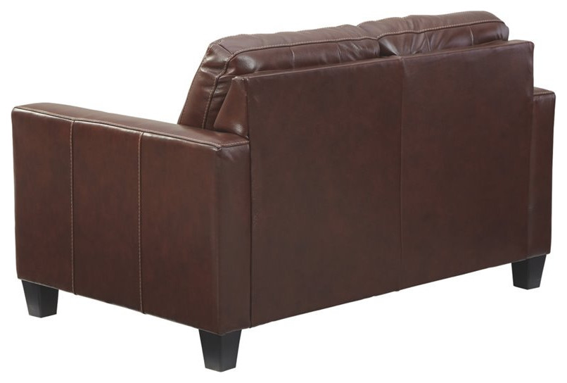 Signature Design by Ashley Altonbury Leather Loveseat in Walnut   Contemporary   Loveseats   by Homesquare  Houzz