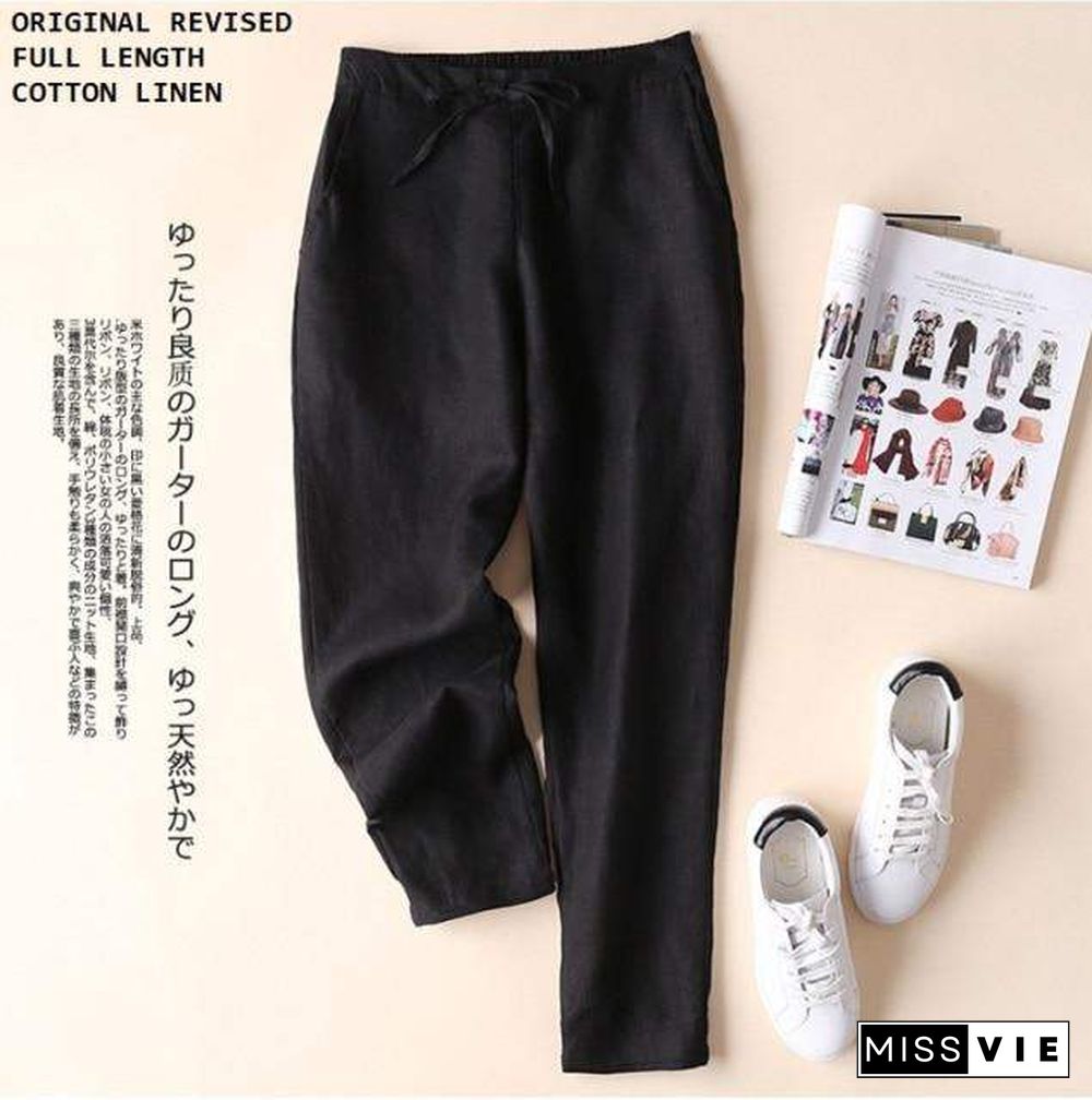 cotton linen pants women elegant trousers lady formal pants plus size