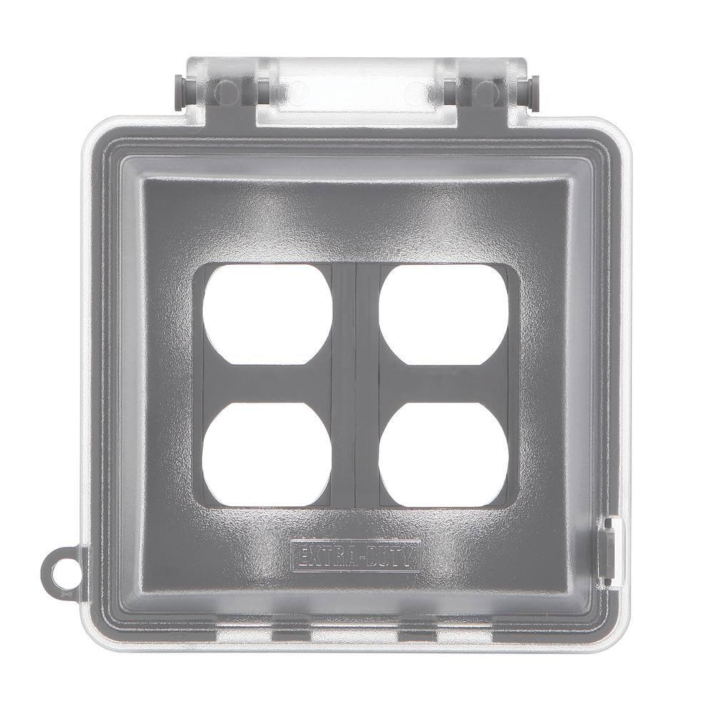 Commercial Electric Gray 2-Gang Extra-Duty Non-Metallic While-In-Use Weatherproof HorizontalVertical Receptacle Cover WCW2PC