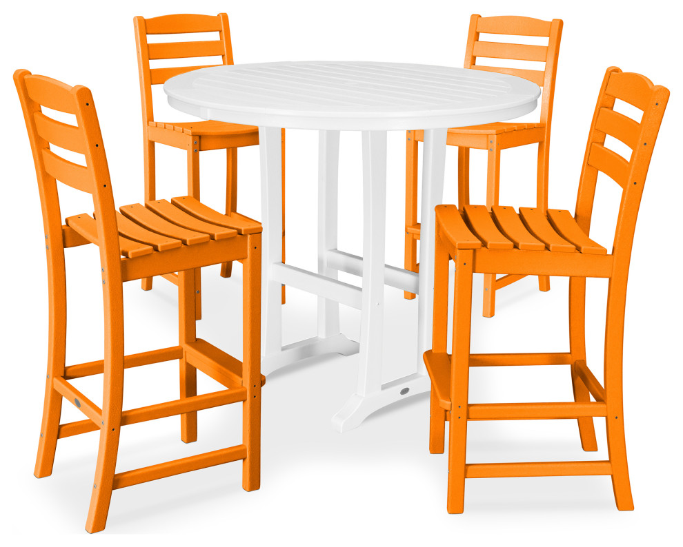 Polywood 5 Piece La Casa Side Chair Bar Dining Set   Contemporary   Outdoor Pub And Bistro Sets   by POLYWOOD  Houzz