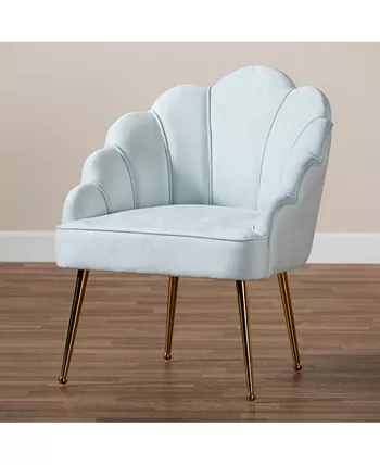 Furniture Furniture Cinzia Glam and Luxe Upholstered Seashell Shaped Accent Chair