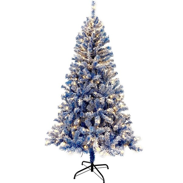 6FT PreLit Hinged Artificial Fir ChristmasTree in Blue