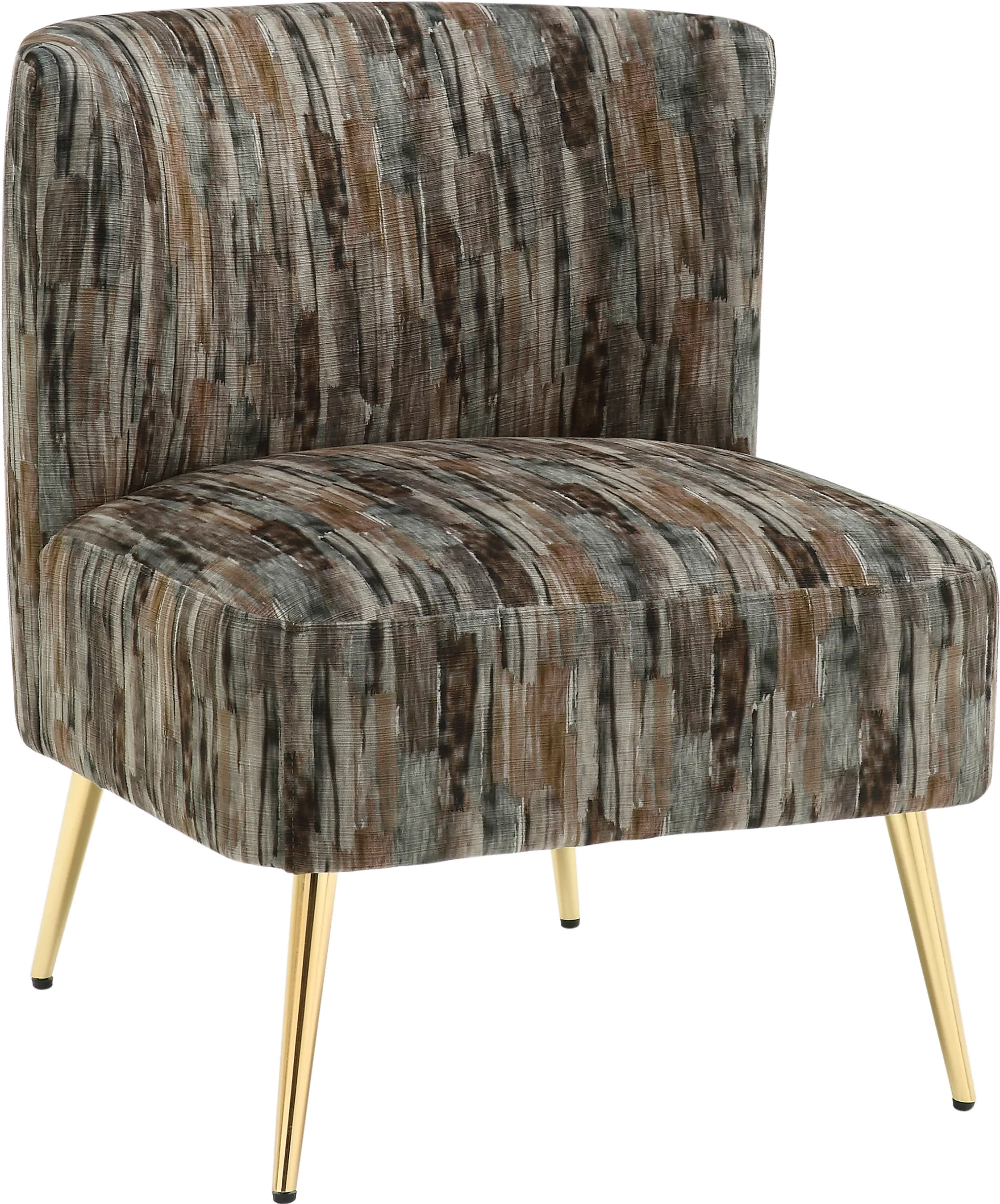 Contemporary Gray Slipper Chair with Gold Legs - Luna