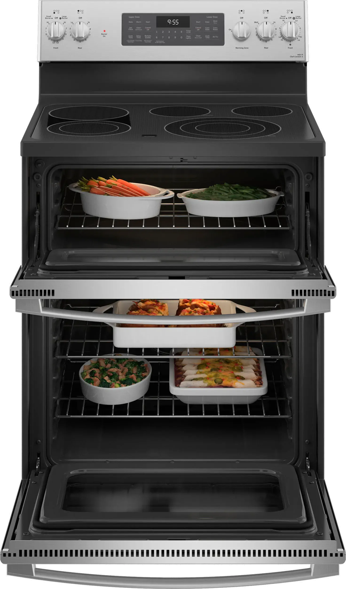 GE Profile Double Oven Smart Electric Range - 6.6 cu. ft.， Stainless Steel