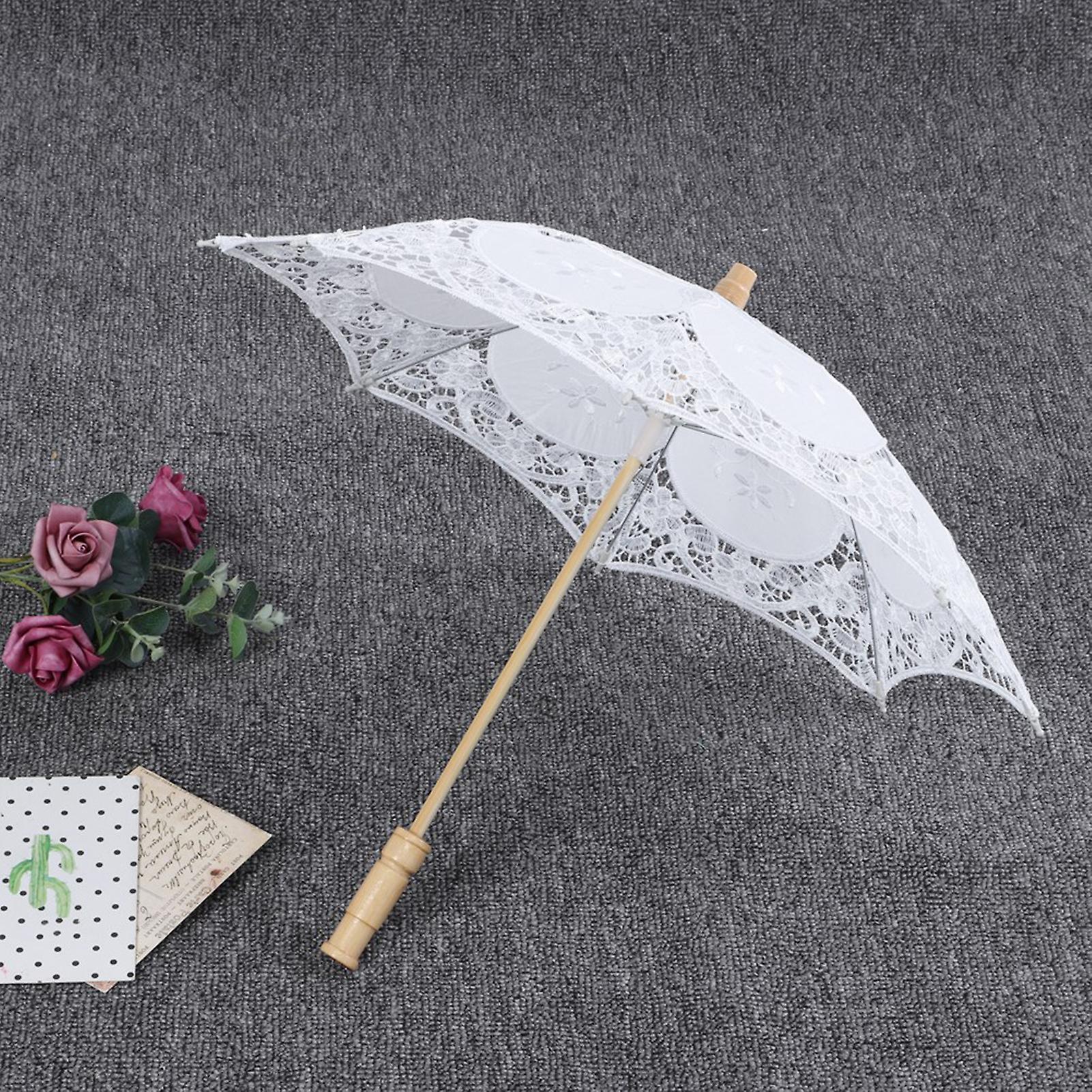 West Style Bridal Lace Umbrella Parasol Banquet Stage Photography Prop Wedding Supplieswhite L Size