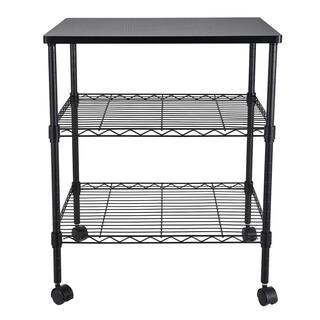 Karl home Modern Iron Multi-Functional 4-Wheeled Storage Cart in Black 302589548677