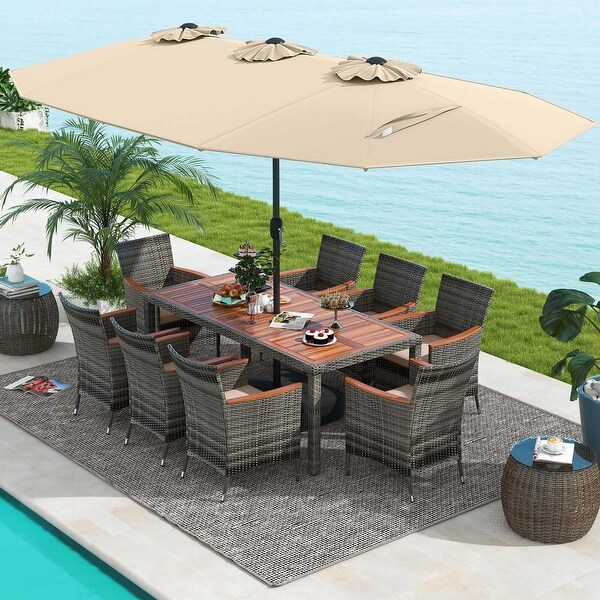 Costway 10 Pieces Patio Wicker Dining Set with DoubleSided Patio