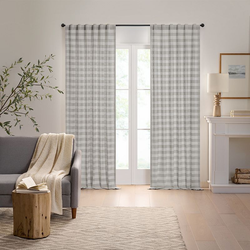 Mercantile Tavia Horizontal Stripes Rod Pocket Back Tab Sheer Window Curtain Panel