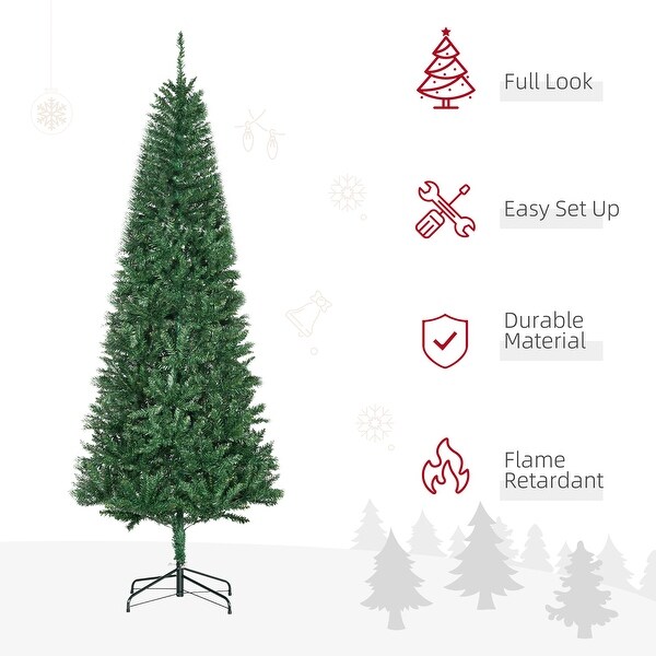 7' Tall Unlit Slim Fir Artificial Christmas Tree with Realistic Branches