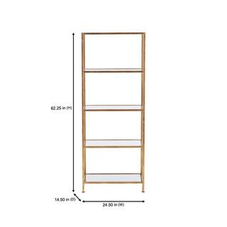 Home Decorators Collection 62 in. Gold Leaf Metal 4-shelf Accent Bookcase with Open Back V183104XXA-NP