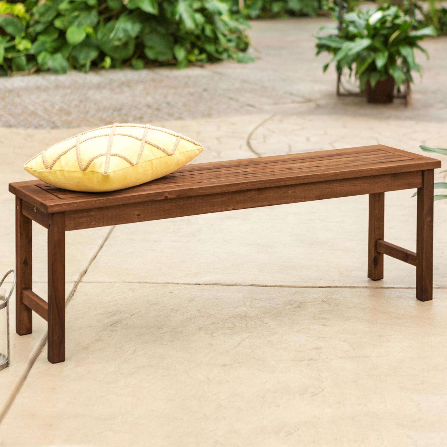 Ultimate Patio Horizon Way 53 Inch Dark Brown Acacia Backless Patio Bench