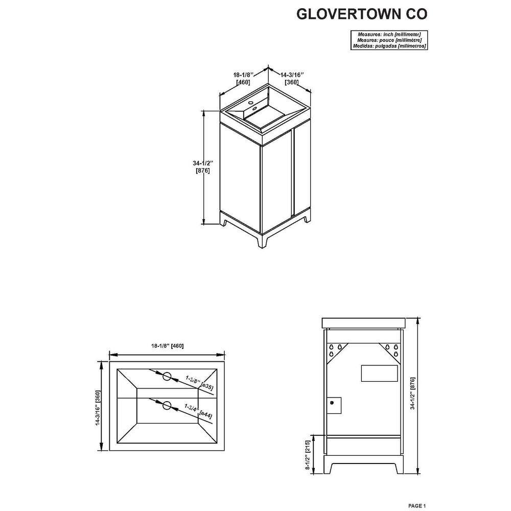 Home Decorators Collection Glovertown 17.3 in. x 14.3 in. D Vanity in Midnight Blue with Ceramic Vanity Top in White with White Sink and Mirror GlovertownCo-MB