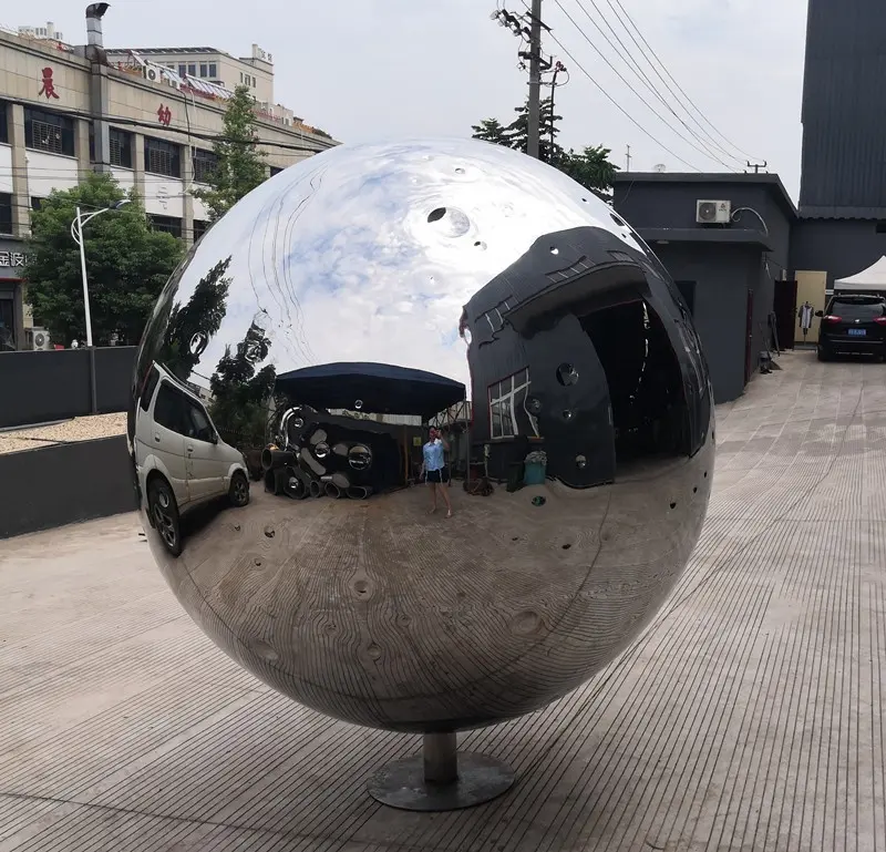 Custom modern arts mirror polished stainless steel sphere metal ball outdoor sculpture for garden decoration