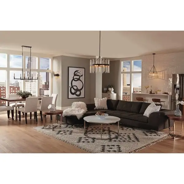 Orrizo Collection 6-Light Matte Black Clear Glass Luxe Chandelier Light - 8.380