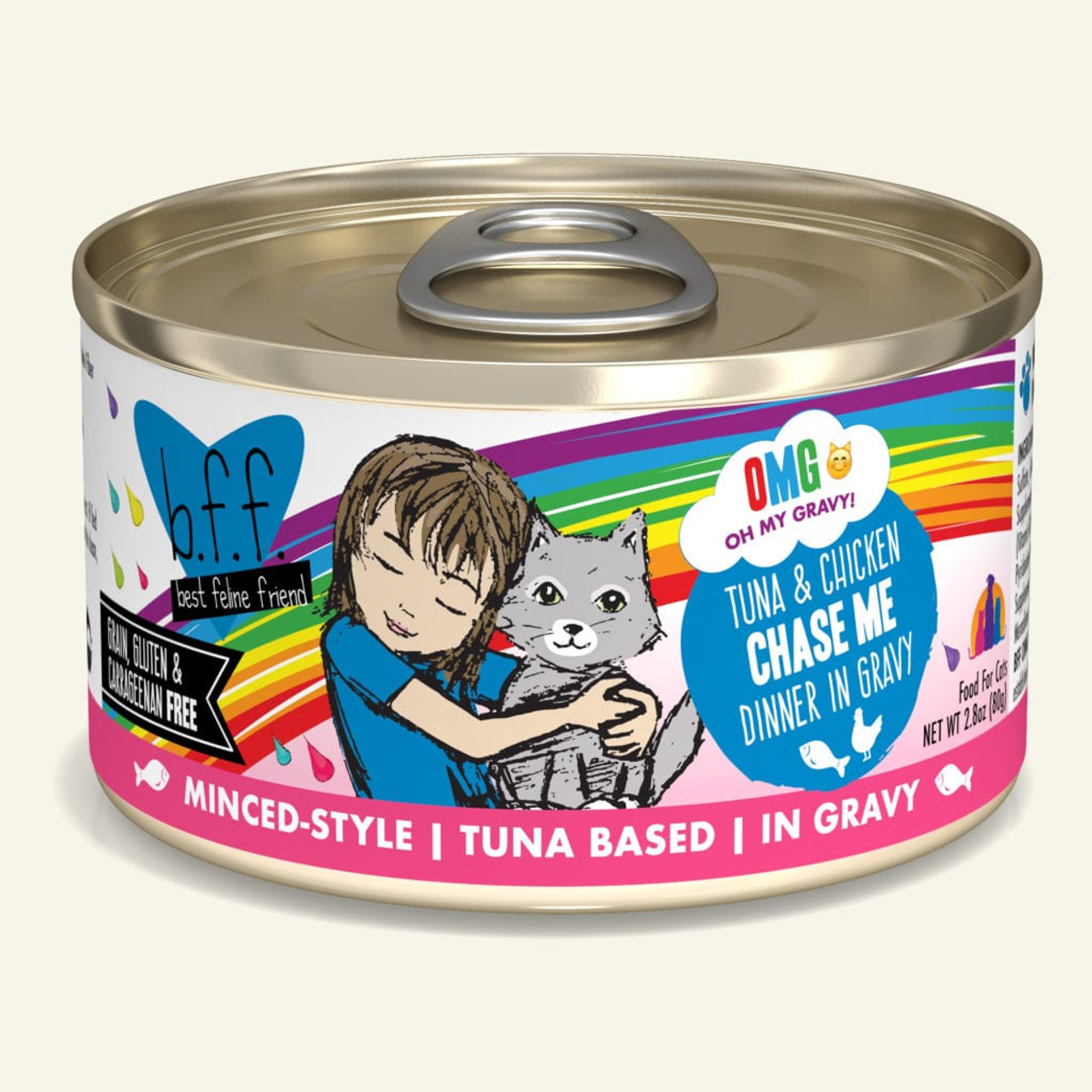 Weruva BFF OMG Chase Me Tuna and Chicken Canned Cat Food， 2.8 Oz.