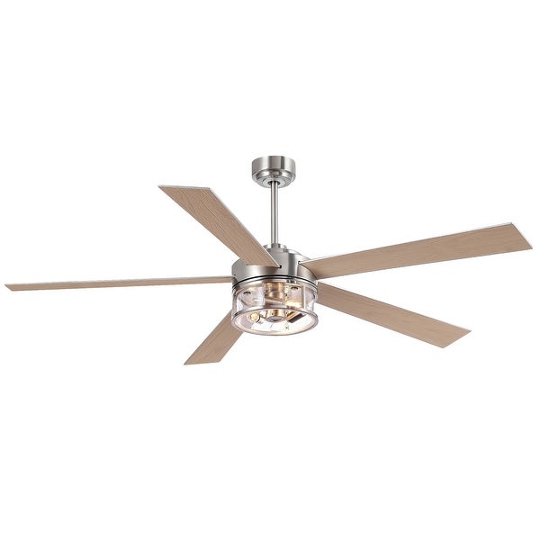 60 In Brushed Nickel Ceiling Fan with Light and Remote(5-blade) Shopping - The Best Deals on Ceiling Fans | 40815242