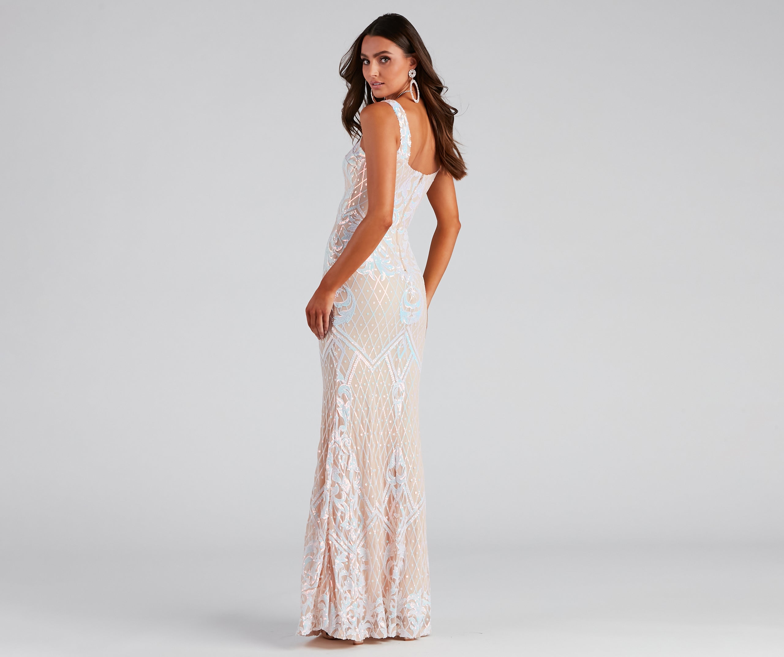 Micaela Formal Sequin Scroll Mermaid Dress