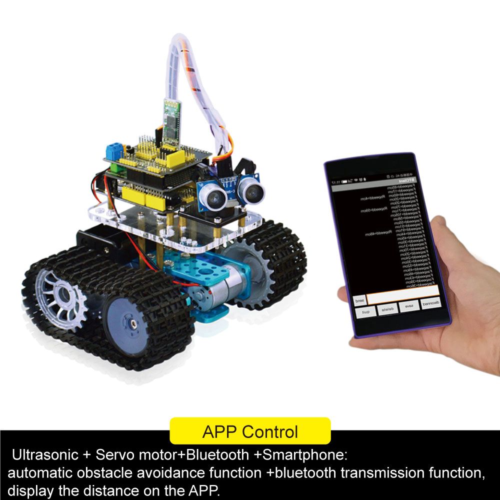 Mini Tank Smart Robot Car - Micro Controller Based On MCU - Ultrasonic Obstacle Avoidance and Bluetooth Remote Control Programmable Robot Toy for Kids - Easy to Use | Above 3 Years Toys