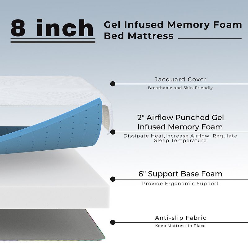 8 Inch Memory Foam Mattress with Poly Jacquard Fabric Cover