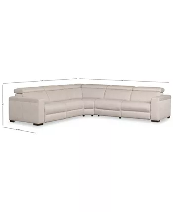 Furniture Nevio 124 5-Pc. Fabric L Shaped Sectional Sofa