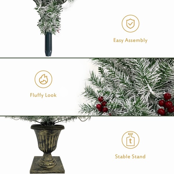 Prelit Xmas Tree Artificial Christmas 4Piece Set，Garland，Wreath and Set of 2 Entrance Trees Xmas with LED Lights