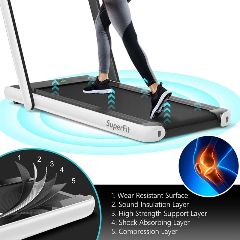 2 in 1 Folding Electric Treadmill for Home Gym, 2.25HP Under Desk Treadmill, Portable Walking Running Machine with Bluetooth Speaker