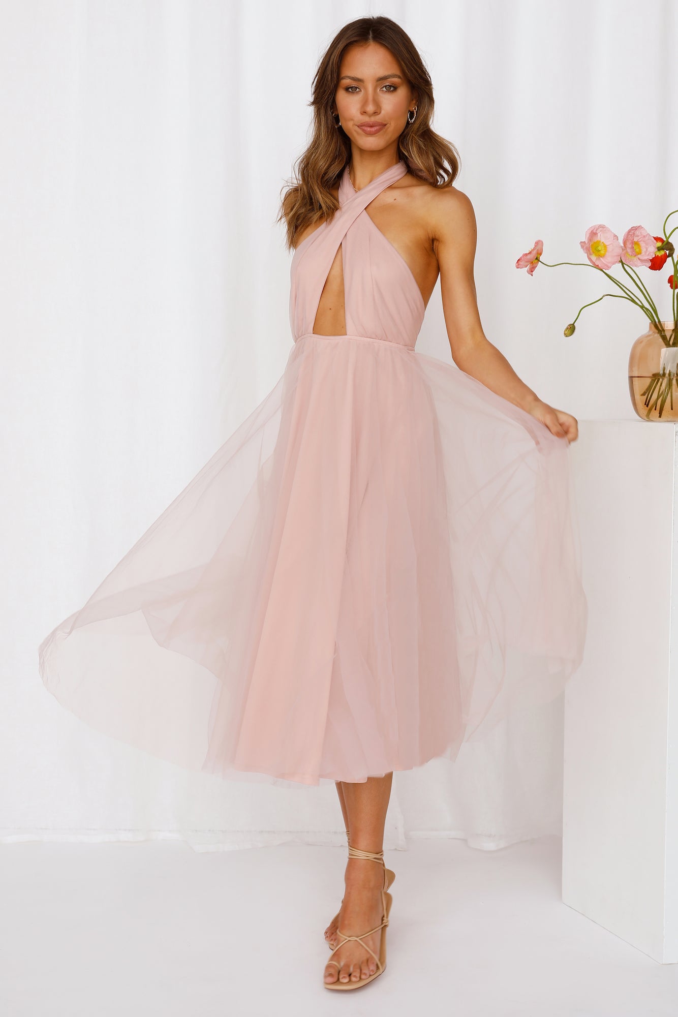 Little Tulle Much Midi Dress Pink