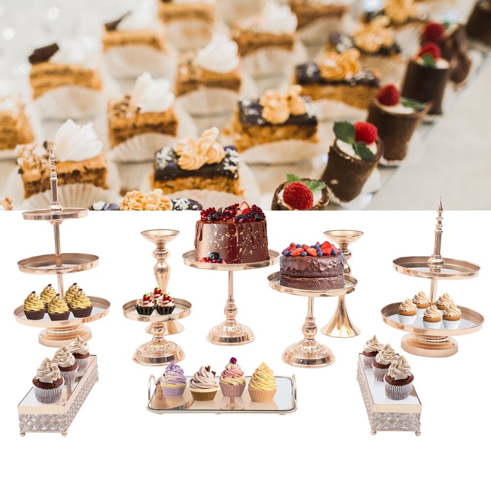 10Pcs Detachable Crystal Metal Cake Holder Wedding Dessert Stand