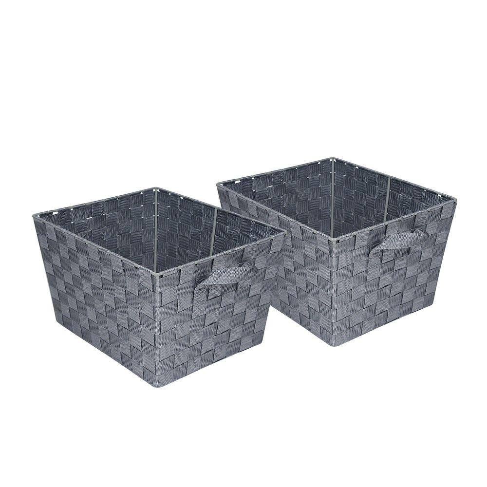 Honey-Can-Do 8 in. H x 10 in. W x 12 in. D Silver Fabric Cube Storage Bin 2-Pack STO-05088