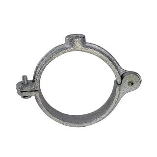 The Plumber's Choice 2 in. Hinged Split Ring Pipe Hanger Galvanized Iron Clamp with 38 in. Rod Fitting for Suspending Tubing (5-Pack) 02HSHG-5