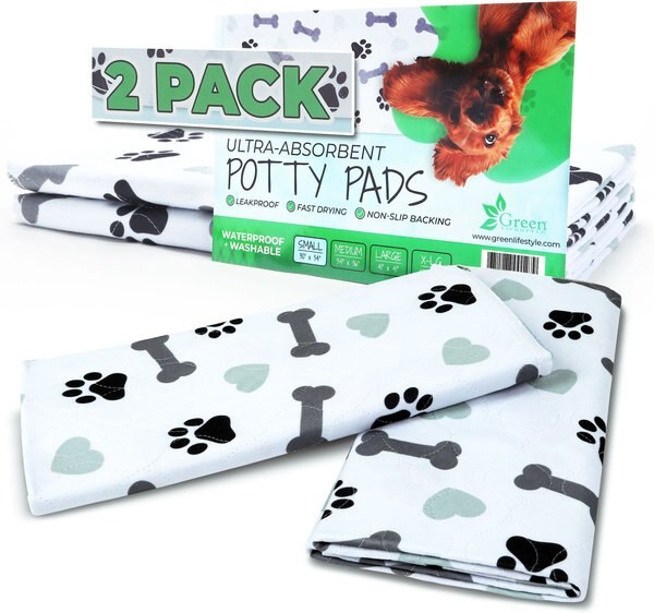 Green Lifestyle Printed Reusable Cat and Dog Pee Pads， Blue and White