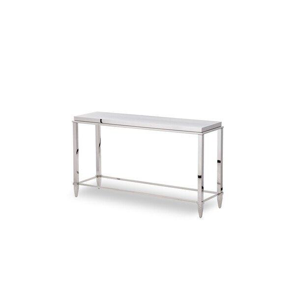 Modrest Agar Modern Glass and Stainless Steel Console Table