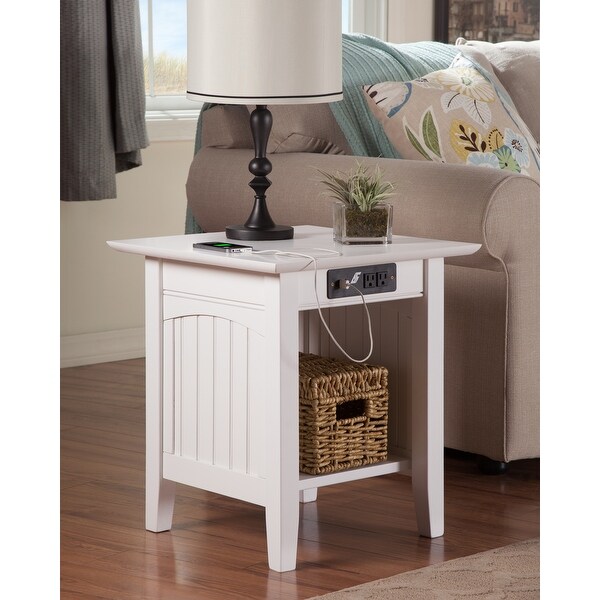 Nantucket Solid Wood End Table with USB Charger Set of 2