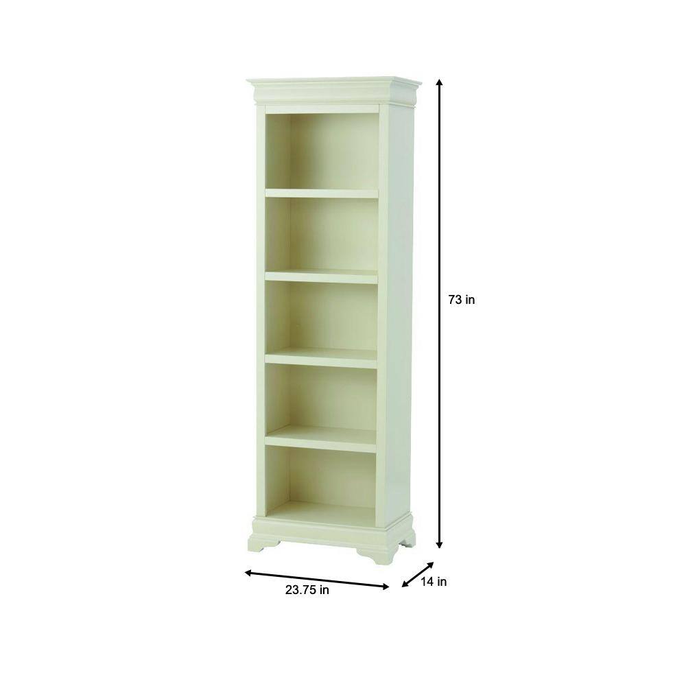 Home Decorators Collection Louis Phillipe 73 in. Off-White 5-Shelf Bookcase with Adjustable Shelves 8328100560