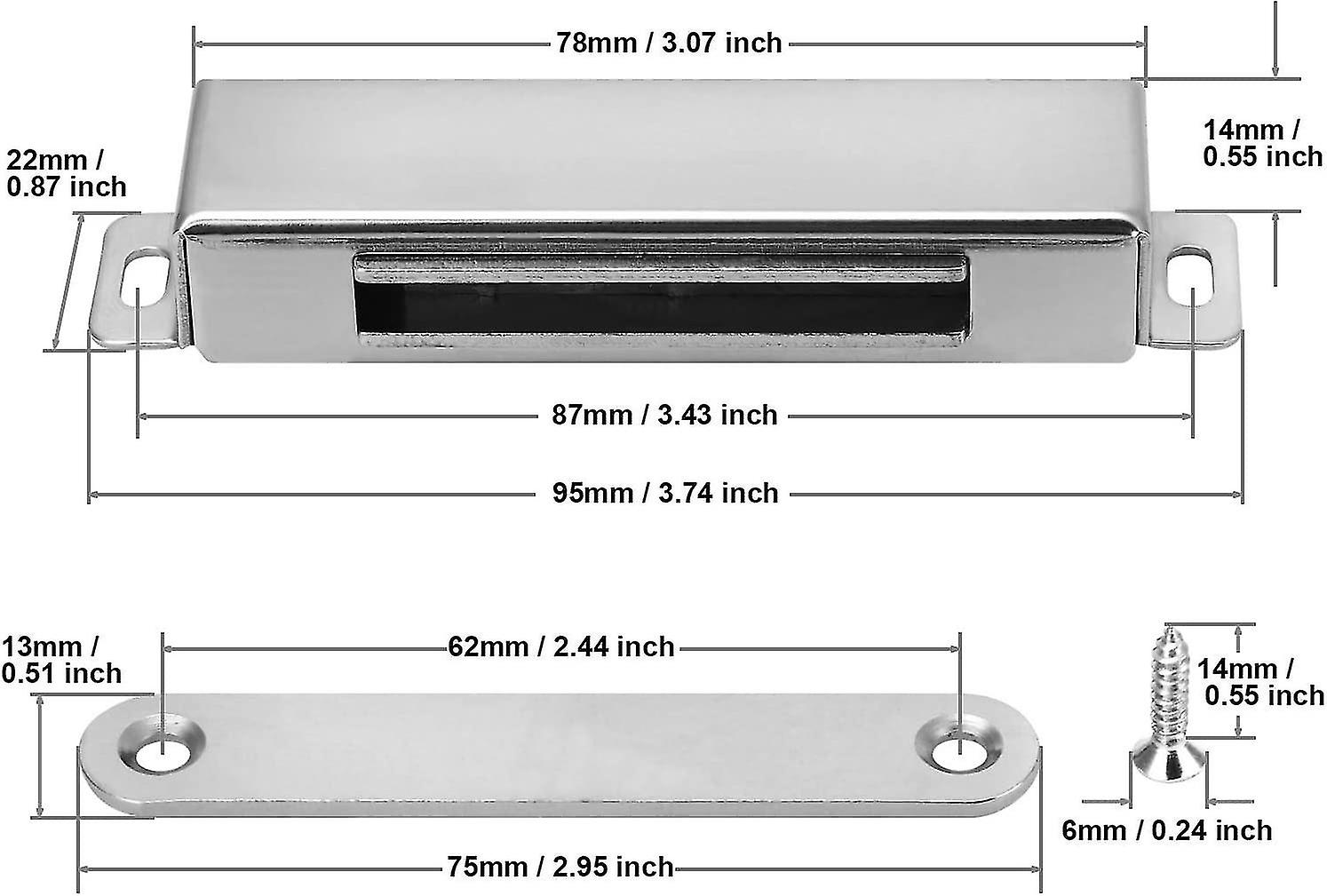 Magnetic Catch Magnets，4pcs Stainless Steel Magnetic Catches  Force Up To 27 Kg