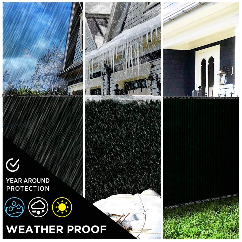 BOEN 12 ft. X 50 ft. Black Privacy Fence Screen Netting Mesh with Reinforced Eyelets for Chain link Garden Fence PN-30071