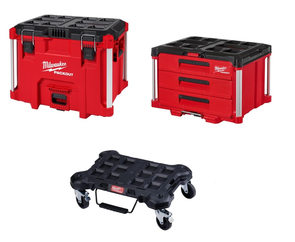 MW PACKOUT XL Tool Box and 3 Drawer Tool Box with Dolly Bundle