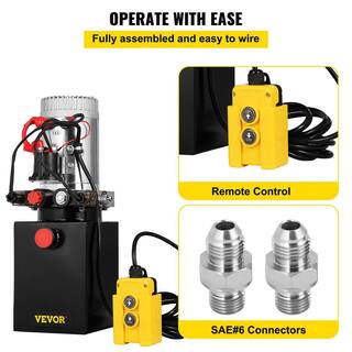 VEVOR 12-Volt DC 4 qt. Hydraulic Pump Hydraulic Power Unit Double Acting Hydraulic Pump Unit with Steel Oil Tank for Car Lift 4LCZYYBTXSZY00001V0