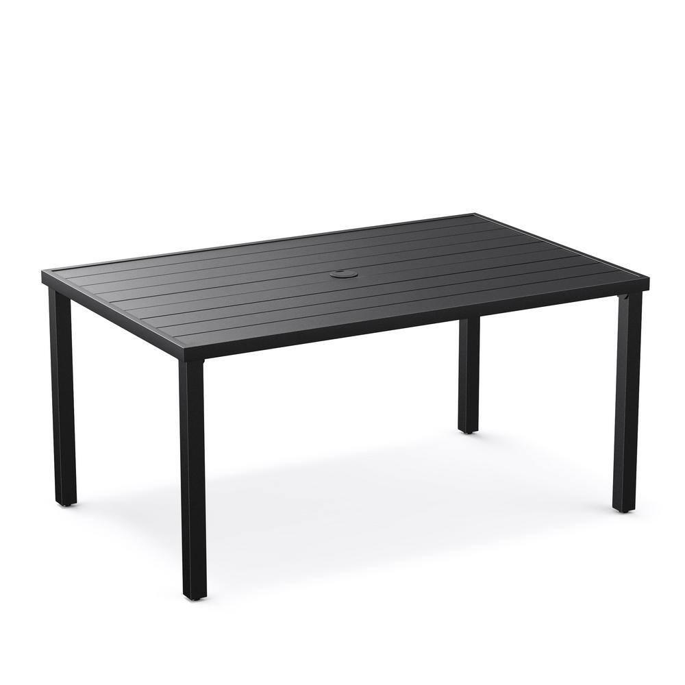 Bigroof Patio Dining Table 60 in Rectangle Galvanized Steel Metal Outdoor Table with 157 in Umbrella Hole