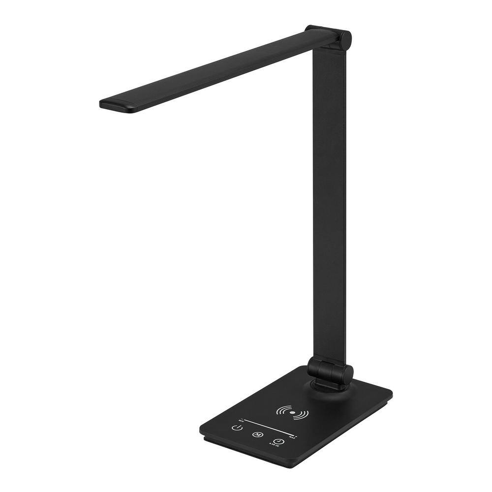 Hampton Bay 15 in. Black Wireless Charging Indoor Table Lamp with Plastic Shade LT2204304GW-BK