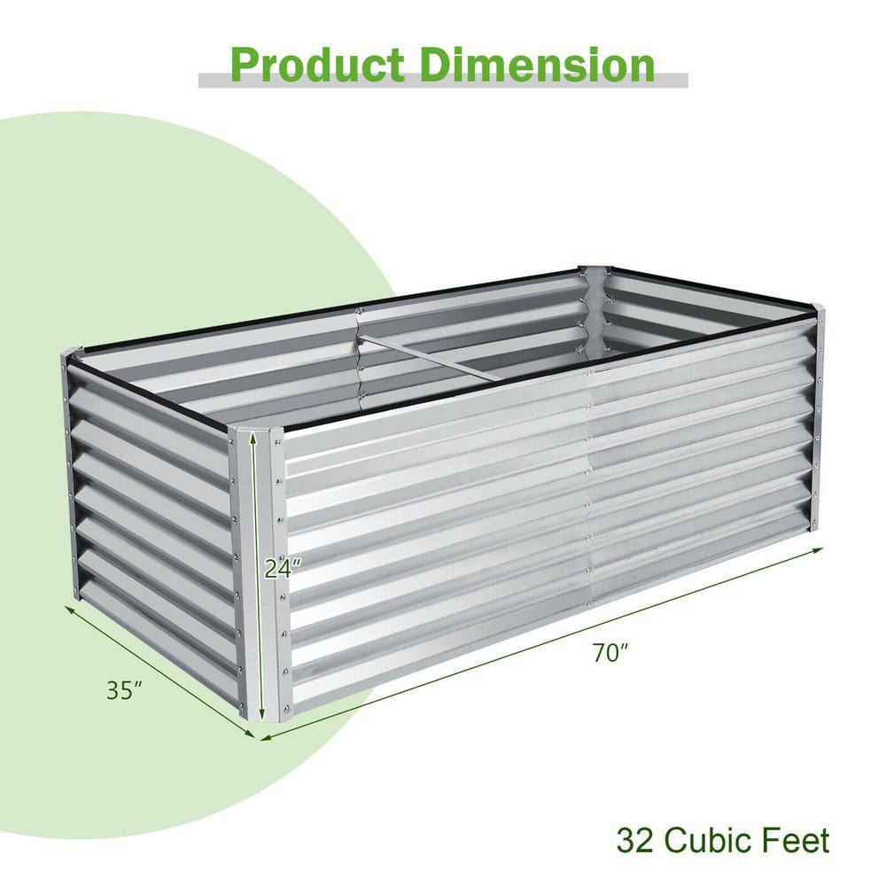 Gymax 70 in. x 35 in. x 24 in. Raised Garden Bed Large Metal Planter Box Kit for Vegetable Herb GYM09702