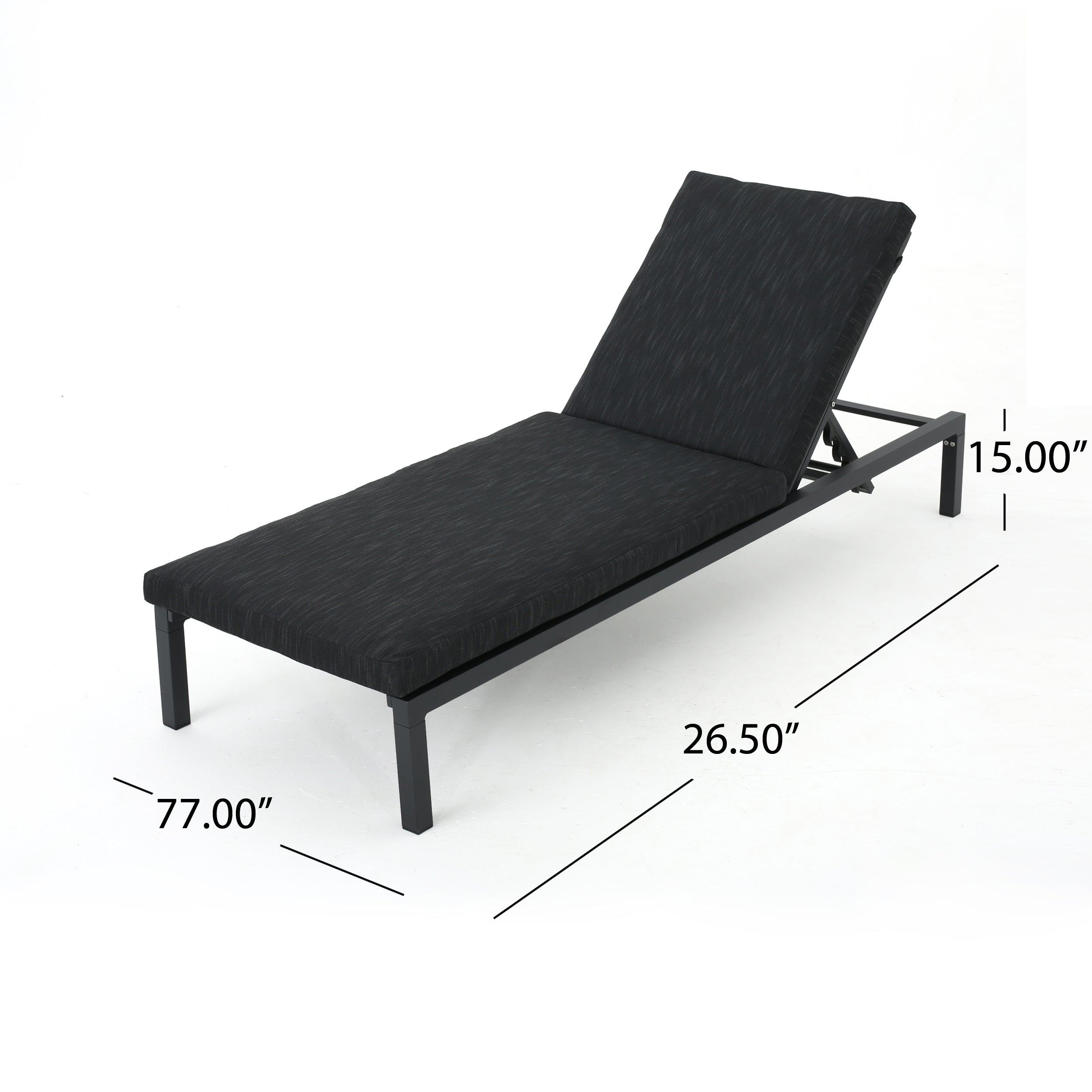 Nealie Outdoor Mesh Aluminum Frame Chaise Lounge w/ Water Resistant Cushion