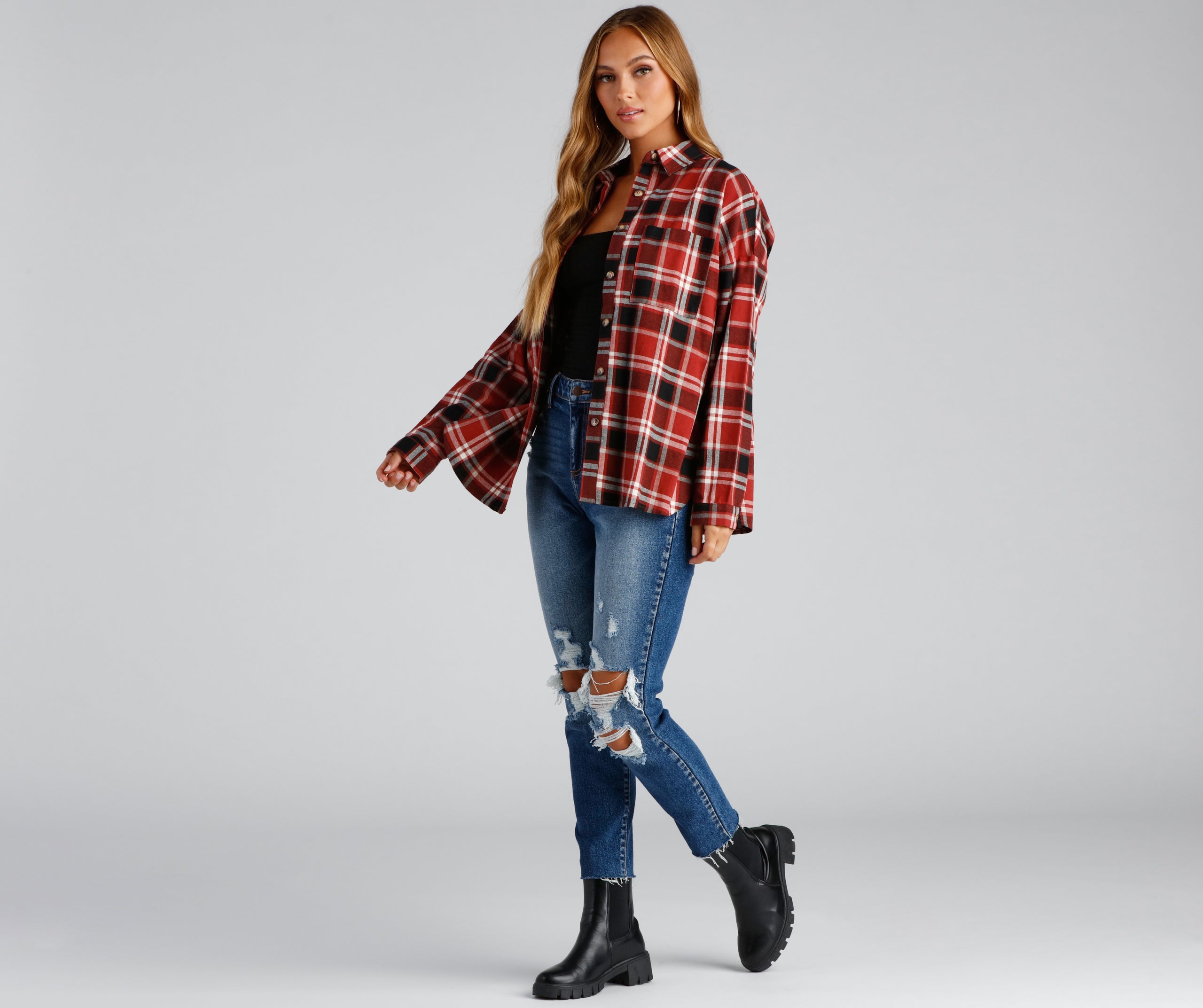 Button Up In Fab Flannel Top