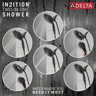 Delta In2ition 5-Spray Patterns 1.75 GPM 6.81 in. Wall Mount Dual Shower Heads in Matte Black 58569-BL-PK