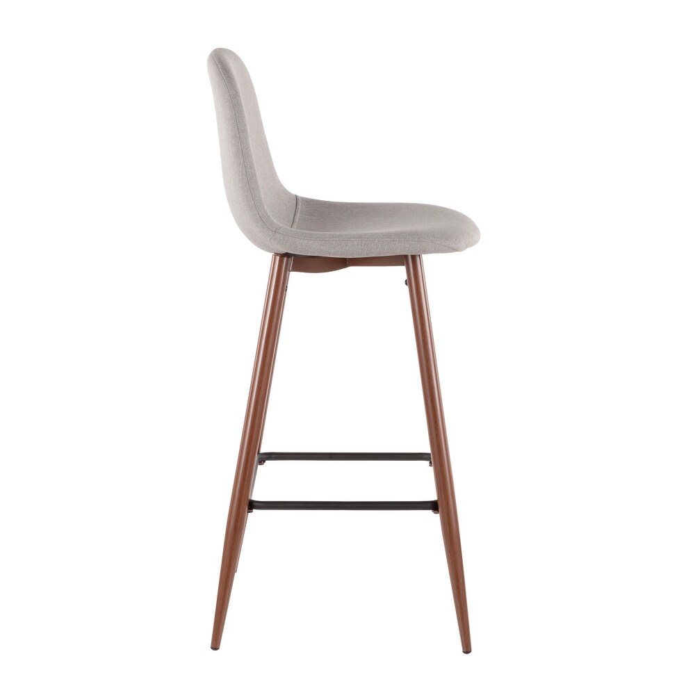 Lumisource Barstool in Walnut Metal and Light Grey Fabric  Set of 2   19\