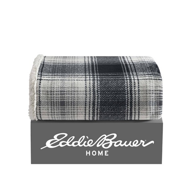 Vail Plaid Reversible Throw Blanket Gray Eddie Bauer